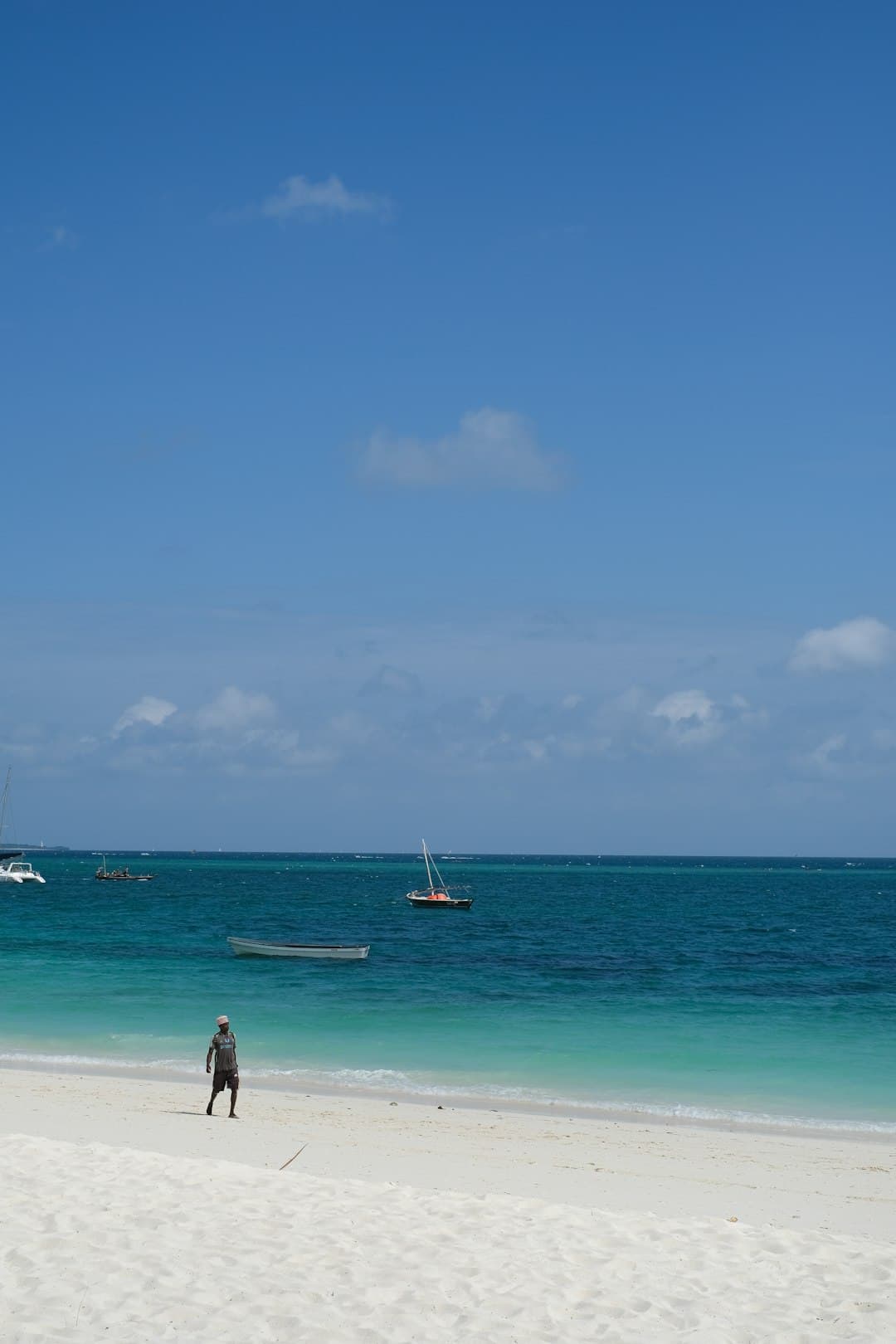 Beautiful beach in Zanzibar with blue waters