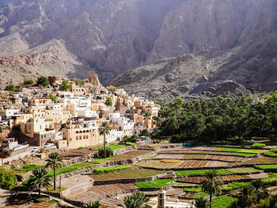 Tradycyjna wioska w Omanie z kamiennymi domami